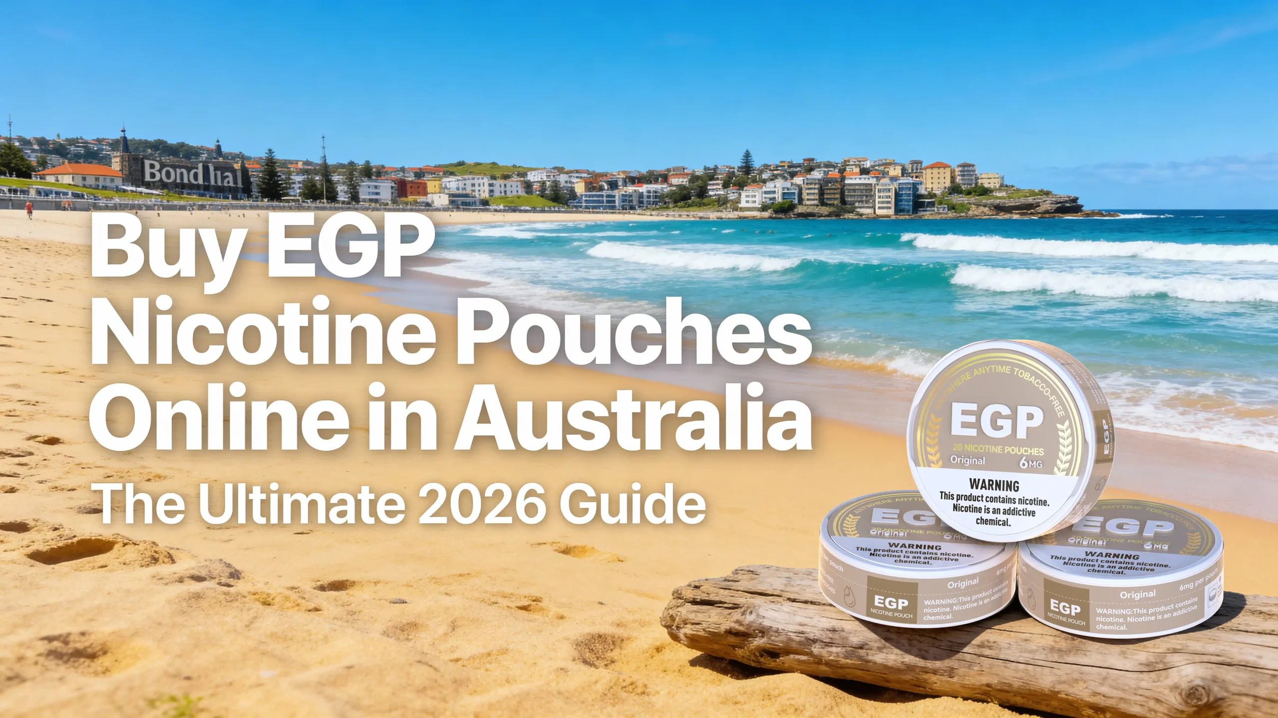 Cover of the guide to buying EGP Nicopods online in Australia, on a beach