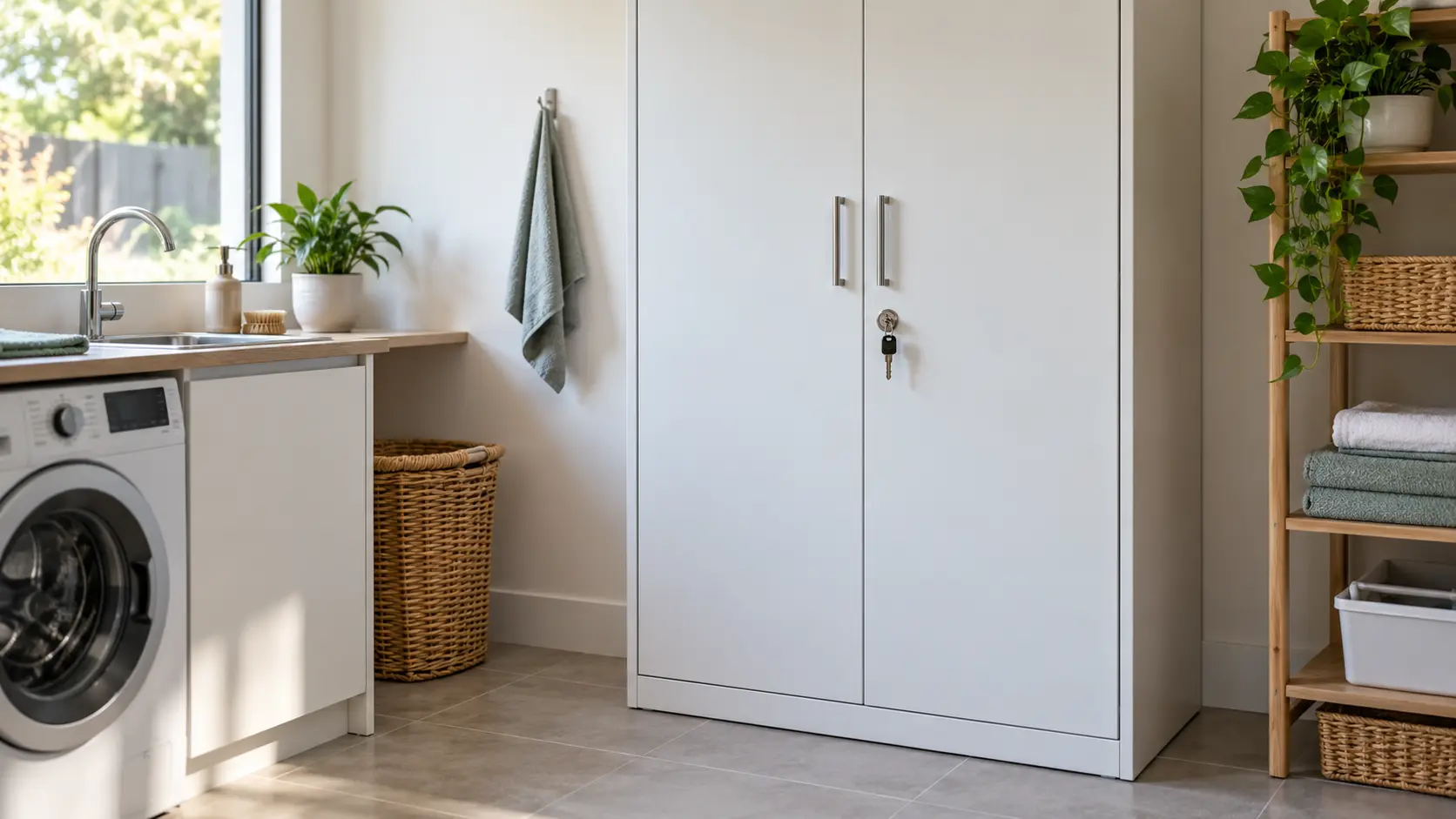 Locked household cupboard used to keep nicotine-containing items inaccessible to children and pets